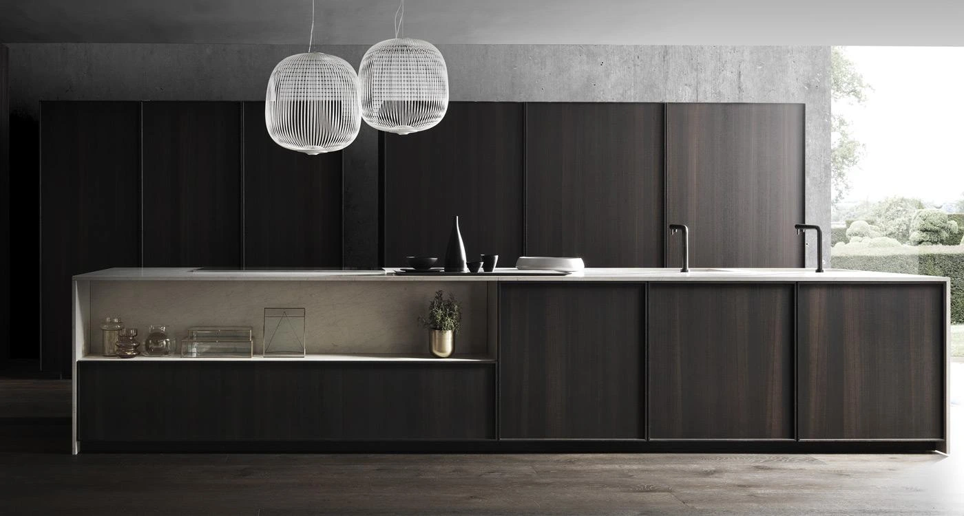Cuisine Modulnova Frame avec ilot et table intégrée