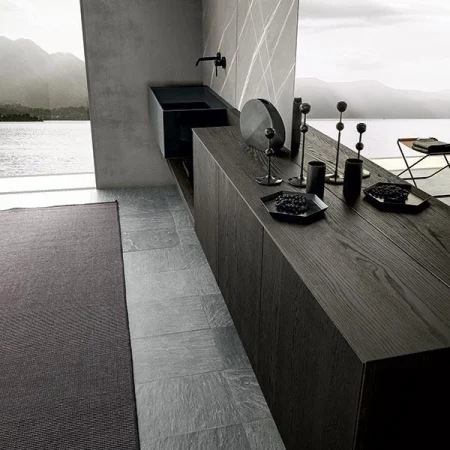 Salle de bains Modulnova MH6​ marbre gris et bois