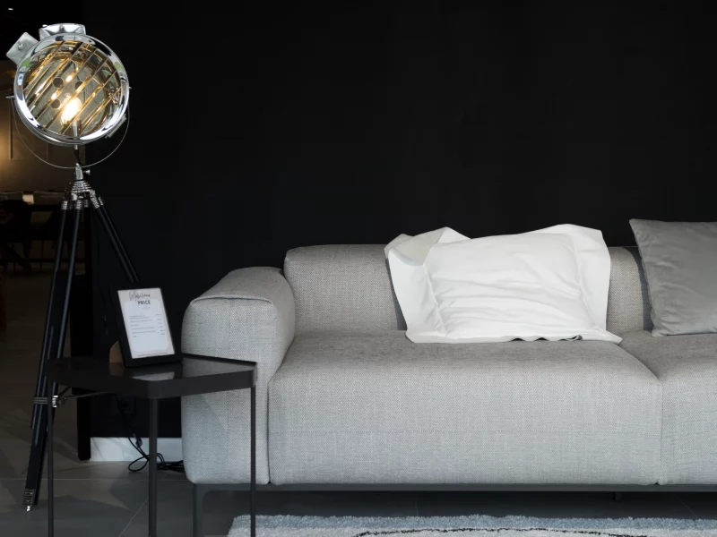 Agencement intérieur canapé gris haut de gamme